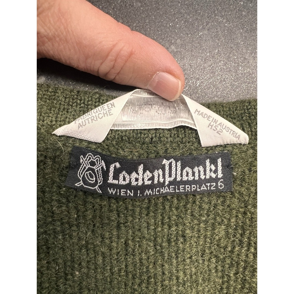 Steffner Austrian‎ Wool Sweater Green V-Neck Suede Elbow Patches M - Picture 13 of 15